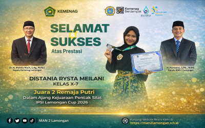 Selamat dan Sukses atas Prestasi Distania Rysta Meilani Juara 2 Remaja Putri pada ajang Kejuaraan Pencak Silat IPSI Lamongan Cup 2026
